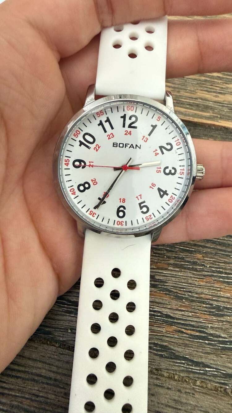 BOFAN BF001 Nurse Watch with White Silicone Perforated Band